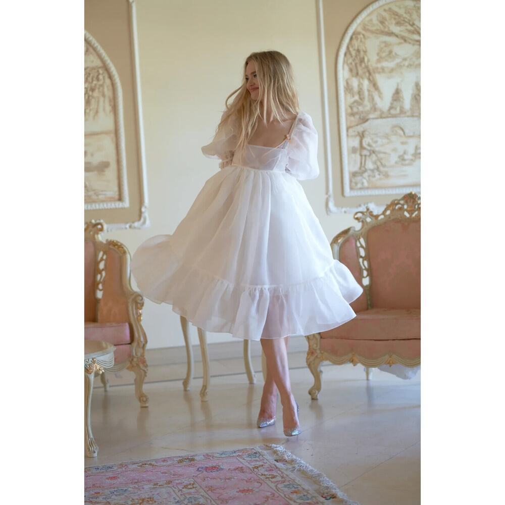 NWT Selkie The Ivory French Puff Midi Dress Size M #2J505